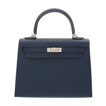エルメス ケリー 25 外縫い 2WAY   ブルーネイビー ヴォーエプソン レディース バッグ 【中古】【bag】