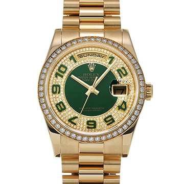 ロレックス デイデイト 36 50th 118348ZEA グリーン/ダイヤモンド メンズ 時計 【中古】【wristwatch】