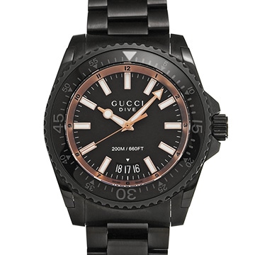 グッチ ダイブ YA136213 ブラック メンズ 時計 【中古】【wristwatch】