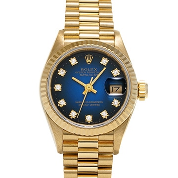 ロレックス デイトジャスト 69178G ブルー・グラデーション/ダイヤモンド レディース 時計 【中古】【wristwatch】