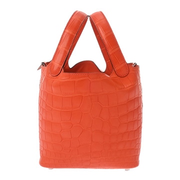 エルメス ピコタンロック PM オレンジポピー アリゲーターマット レディース バッグ 【中古】【bag】