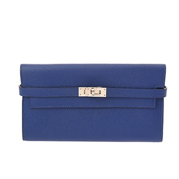 エルメス ケリーウォレット ロング ギリーズ ブルーエレクトリック ヴォーエプソン ユニセックス 財布 【中古】【purse】
