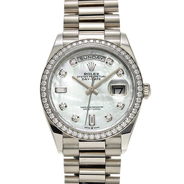 ロレックス デイデイト 36 128349RBR ホワイトシェル/ダイヤモンド メンズ 時計 【中古】【wristwatch】