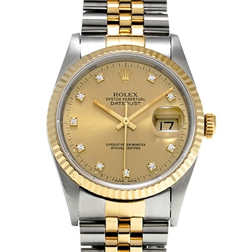 ロレックス デイトジャスト 36 16233G シャンパン/ダイヤモンド メンズ 時計 【中古】【wristwatch】