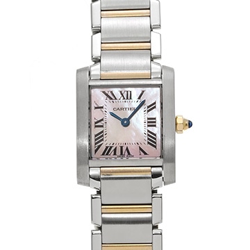 カルティエ タンクフランセーズ SM W51027Q4 ピンクシェル レディース 時計 【中古】【wristwatch】