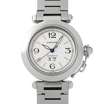 カルティエ パシャC ビッグデイト W31044M7 ホワイト ユニセックス 時計 【中古】【wristwatch】