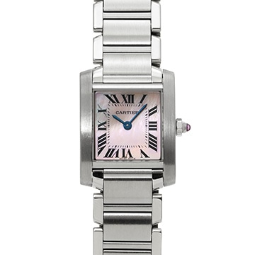 カルティエ タンク フランセーズ SM W51028Q3 ピンクシェル レディース 時計 【中古】【wristwatch】