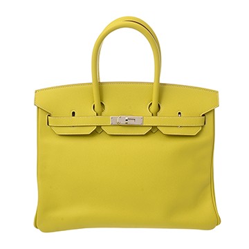 エルメス バーキン 35 キャンディ ライム/パールグレー ヴォーエプソン レディース バッグ 【中古】【bag】