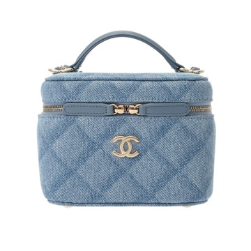 シャネル マトラッセ スモール ヴァニティケース ブルー AS3171 デニム レディース バッグ 【中古】【bag】