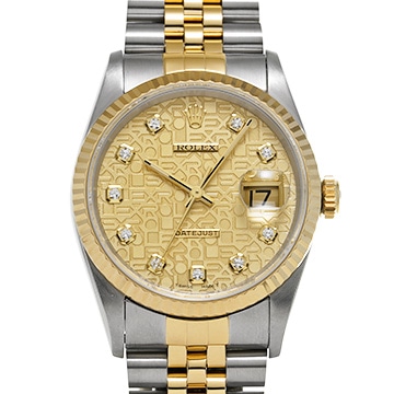 ロレックス デイトジャスト 16233G シャンパンコンピュータ/ダイヤモンド メンズ 時計 【中古】【wristwatch】