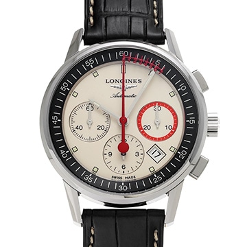 ロンジン ヘリテージ コラムホイール クロノグラフ レコード L4.754.4.72.4 アイボリー メンズ 時計 【中古】【wristwatch】