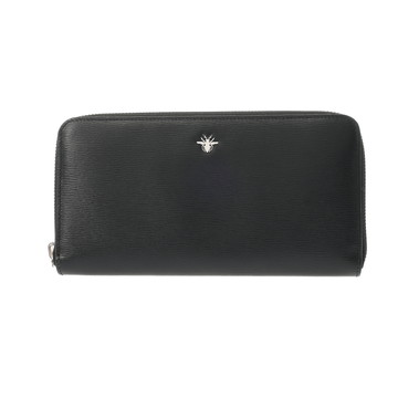 ディオール ジップアラウンド長財布 Bee ブラック 2ABBC011 レザー ユニセックス 財布 【中古】【purse】