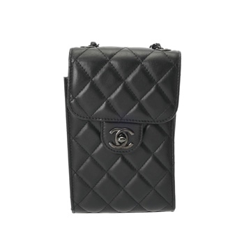シャネル マトラッセ フラップフォンケース ブラック AP1773 ラムスキン レディース バッグ 【中古】【bag】