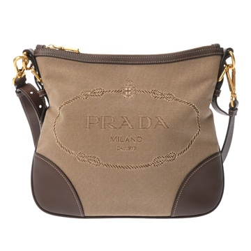 プラダ ベージュ/ブラウン BT867A ロゴジャガードキャンバス レディース バッグ 【中古】【bag】