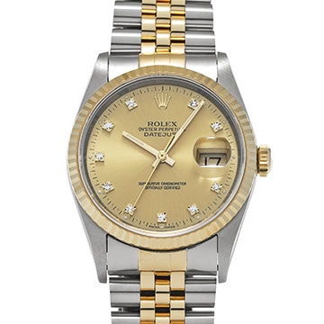 ロレックス デイトジャスト 16233G シャンパン/ダイヤモンド メンズ 時計 【中古】【wristwatch】