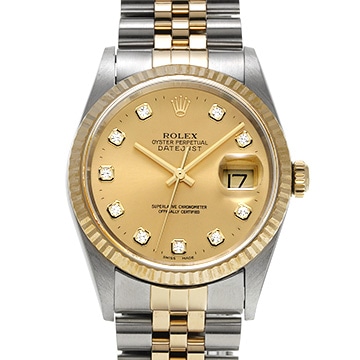 ロレックス デイトジャスト 16233G シャンパン/ダイヤモンド メンズ 時計 【中古】【wristwatch】