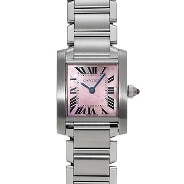 カルティエ タンクフランセーズ SM W51028Q3 ピンクシェル レディース 時計 【中古】【wristwatch】