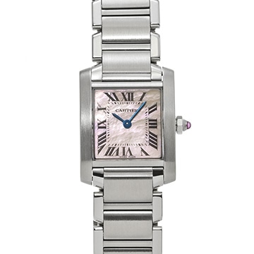 カルティエ タンクフランセーズ SM W51028Q3 ピンクシェル レディース 時計 【中古】【wristwatch】