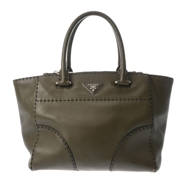 プラダ 2WAY ハンドバッグ カーキ BN2316 レザー レディース バッグ 【中古】【bag】
