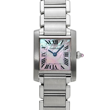 カルティエ タンクフランセーズ SM W51028Q3 ピンクシェル レディース 時計 【中古】【wristwatch】