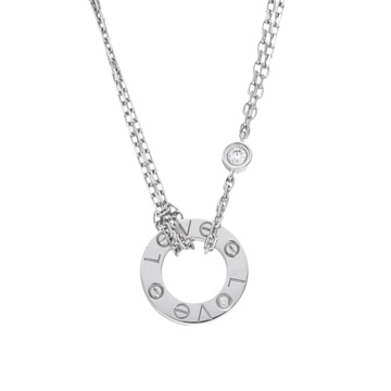 カルティエ ラブサークル ネックレス 2Pダイヤ シルバー K18ホワイトゴールド WG レディース ジュエリー 【中古】【jewelry】