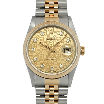 ロレックス デイトジャスト 16233G シャンパンコンピュータ/ダイヤモンド メンズ 時計 【中古】【wristwatch】