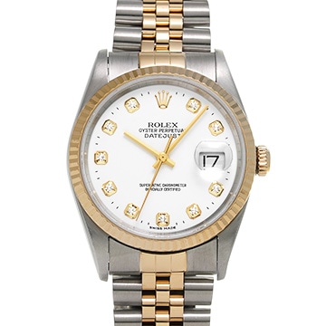 ロレックス デイトジャスト 16233G ホワイト/ダイヤモンド メンズ 時計 【中古】【wristwatch】