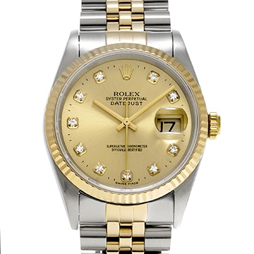 ロレックス デイトジャスト 36 16233G シャンパン/ダイヤモンド メンズ 時計 【中古】【wristwatch】