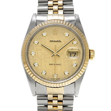 ロレックス デイトジャスト 16233G シャンパンコンピュータ/ダイヤモンド メンズ 時計 【中古】【wristwatch】