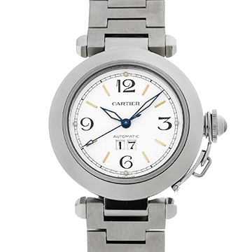 カルティエ パシャC ビッグデイト W31044M7 ホワイト ユニセックス 時計 【中古】【wristwatch】
