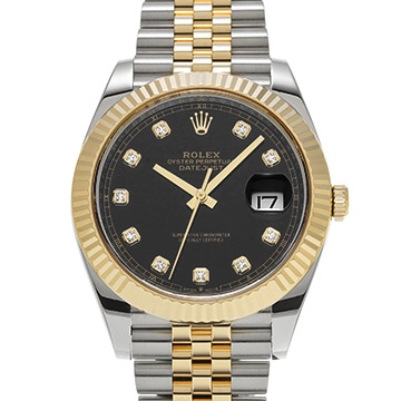 ロレックス デイトジャスト 41 126333G ブライトブラック/ダイヤモンド メンズ 時計 【中古】【wristwatch】