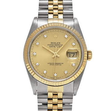 ロレックス デイトジャスト 36 16233G シャンパン/ダイヤモンド メンズ 時計 【中古】【wristwatch】