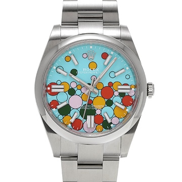 ロレックス オイスターパーペチュアル 41 124300 ターコイズブルー セレブレーションモチーフ メンズ 時計 【中古】【wristwatch】