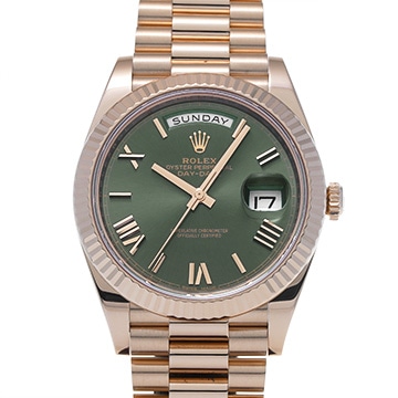 ロレックス デイデイト 40 228235 オリーブグリーン/エバーローズゴールド メンズ 時計 【中古】【wristwatch】