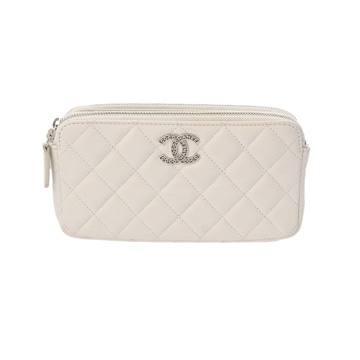 シャネル マトラッセ チェーンウォレット  ホワイト AP3837 ソフトグレインカーフスキン レディース バッグ 【中古】【bag】