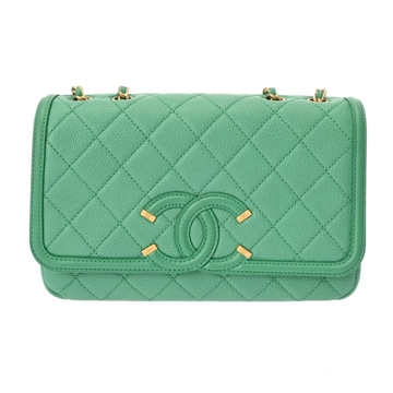 シャネル CCフィグリー/マトラッセ チェーンショルダー グリーン A3341 キャビアスキン レディース バッグ 【中古】【bag】