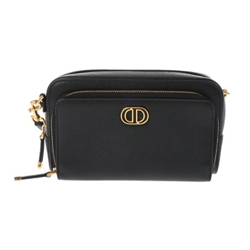 ディオール CARO ダブルポーチ ブラック S7431UBAE 900U グレインカーフ レディース バッグ 【中古】【bag】