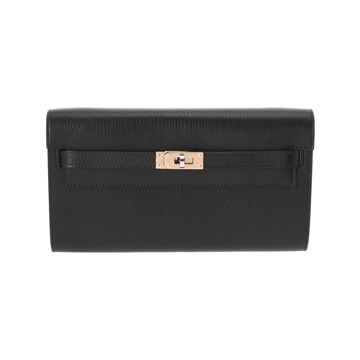 エルメス ケリーウォレット ロングトゥーゴー  ブラック シェーブルシャムキラ ユニセックス 財布 【未使用】【purse】