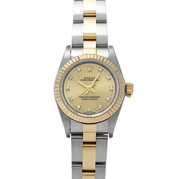 ロレックス オイスターパーペチュアル 67193G シャンパン/ダイヤモンド レディース 時計 【中古】【wristwatch】