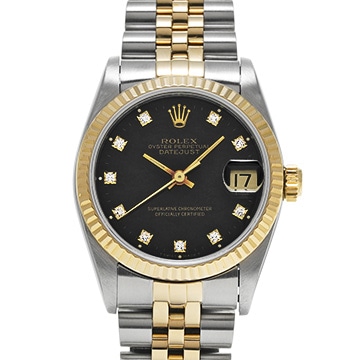 ロレックス デイトジャスト 31 68273G ブラック/ダイヤモンド ユニセックス 時計 【中古】【wristwatch】