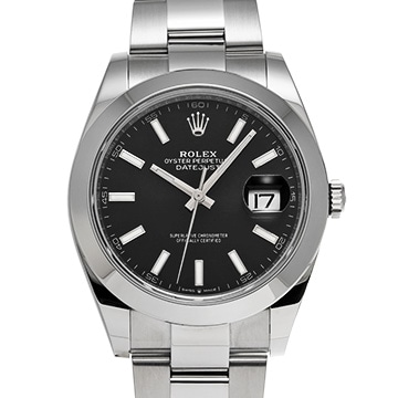 ロレックス デイトジャスト 41 126300 ブライトブラック メンズ 時計 【中古】【wristwatch】