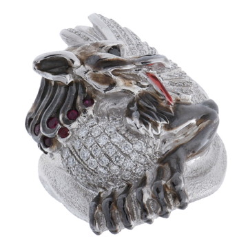 スカヴィア ドラゴンモチーフ リング シルバー K18ホワイトゴールド WG ユニセックス ジュエリー 【中古】【jewelry】