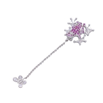 クイーン カエルモチーフ ブローチ ペンダントトップ シルバー K18ホワイトゴールド WG レディース ジュエリー 【中古】【jewelry】