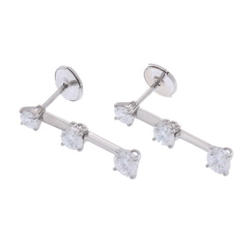ブシュロン スリーストーン ピアス シルバー Pt950プラチナ/K18ホワイトゴールド WG レディース ジュエリー 【中古】【jewelry】