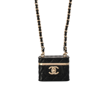 シャネル バニティチェーンネックレス ブラック/ゴールド金具 プラスチック レディース ジュエリー 【中古】【jewelry】