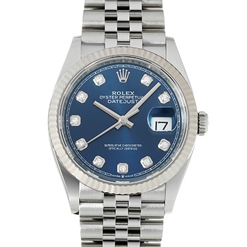 ロレックス デイトジャスト 36 126234G ブライトブルー/ダイヤモンド メンズ 時計 【中古】【wristwatch】