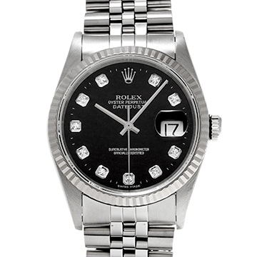 ロレックス デイトジャスト 16234G ブラック/ダイヤモンド メンズ 時計 【中古】【wristwatch】