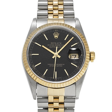 ロレックス デイトジャスト 16233 ブラック メンズ 時計 【中古】【wristwatch】