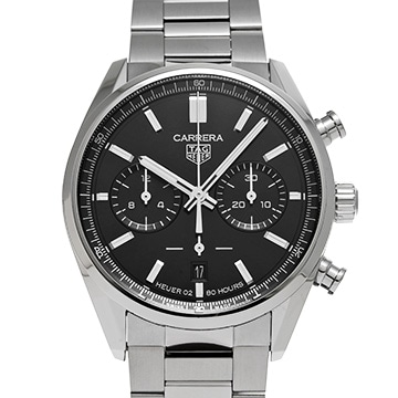 タグ ホイヤー カレラ キャリバーホイヤー02 クロノグラフ CBN2010.BA0642 ブラック メンズ 時計 【中古】【wristwatch】