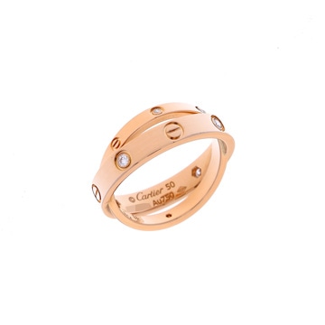 カルティエ ビーラブリング 6Pダイヤ #50 ゴールド K18ピンクゴールド PG レディース ジュエリー 【中古】【jewelry】